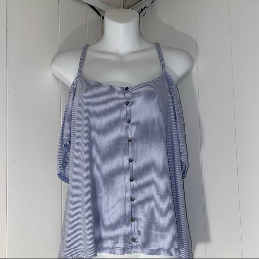 American Eagle Outfitters Blue Striped Button-Down